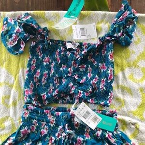 Tiare Hawaii tropical ocean hollie crop top NWT